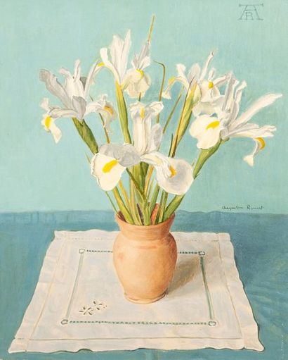 Augustin ROUART (1907-1997) Bouquet d'Iris.
Huile sur isorel.
Signée vers le milieu...