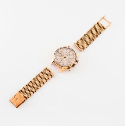 EBERHARD & CO 

Montre chronographe bracelet d'homme en or jaune (750). 

Boîtier...