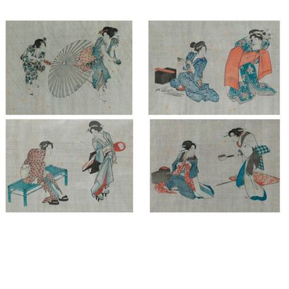 JAPON 

Ensemble de trois estampes représentant des samouraïs. 

34 x 23,5 cm (à...