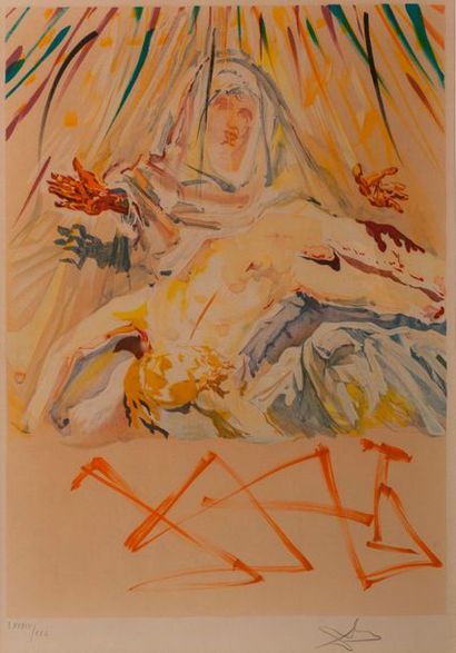 Salvador DALI (1904-1989), d'après 

Maternité. 

Lithographie en couleurs. 

Signée...