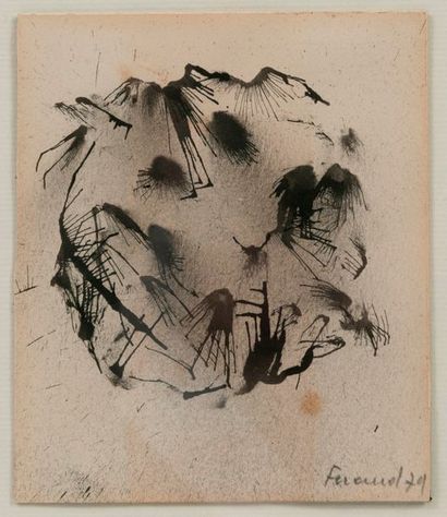 ALBERT FERAUD (1921-2008) 

Composition, 1979.

Encre et lavis d'encre sur papier....