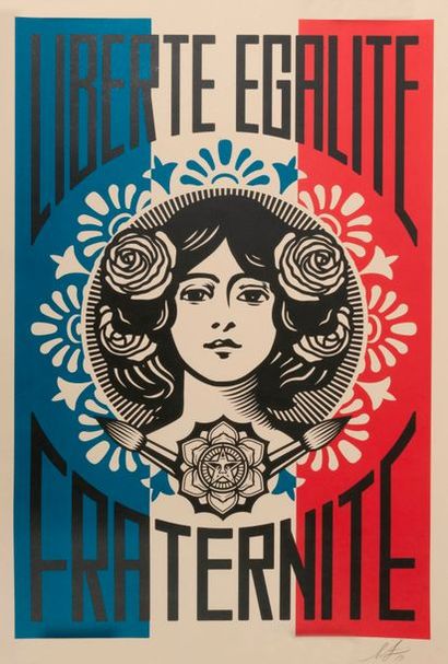 SHEPARD FAIREY (1970) 

Liberté, Égalité, Fraternité, 2019. 

Sérigraphie en couleurs...