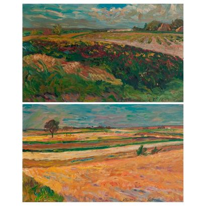 Louis BERTHOMMÉ-SAINT-ANDRÉ (1905-1977) 

Paysage. 

Deux huiles sur toile. 

Signées...