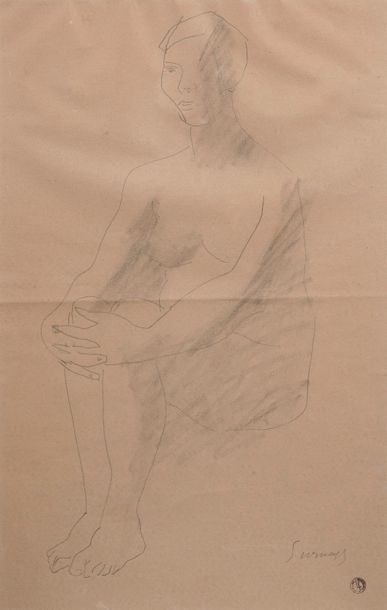 Leopold SURVAGE (1879-1968) 

Etude de femme assise.

Mine de plomb sur papier. 

Signée...