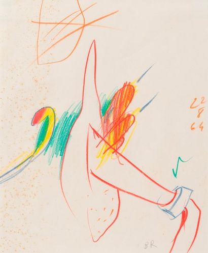 Bernard RANCILLAC (1931) 

Sans titre, 1964.

Crayons de couleur sur papier.

Monogrammé...