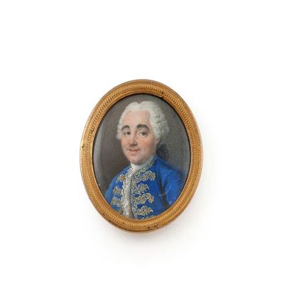 Ecole Francaise vers 1780 Portrait d'homme aux yeux bleus, coiffé d'une courte perruque...