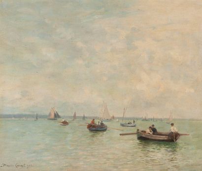 Maurice François A. COURANT (1847-1926) Retour de pêche, 1904.
Huile sur toile.
Signée...