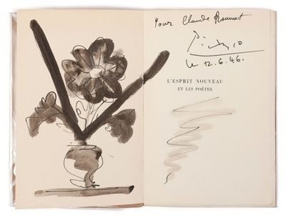 Pablo Picasso (1881-1973) Fleur dans un vase, 1946.
Lavis sur traits d'encre, signé,...