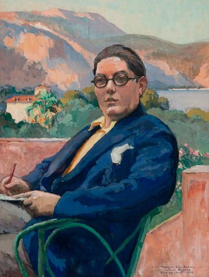Paul Jean HUGUES (1891-1950) 

Portrait du peintre Jean Bercier, 1932. 

Gouache...