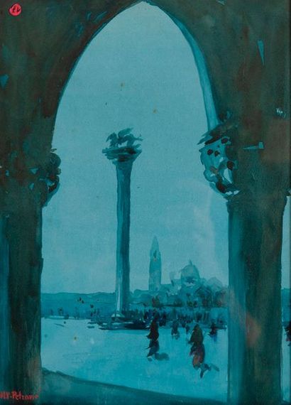 M.V PETROVIC (XXème siècle) 

Venise. 

Aquarelle sur carton. 

Signée en bas à gauche.

30...