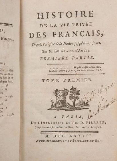 LEGRAND D'AUSSY (PIERRE JEANBAPTISTE). Histoire de la vie privée des Français, depuis...