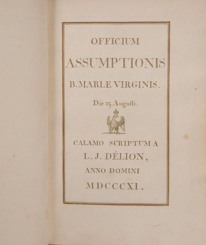 null MANUSCRIT.
DÉLION. Officium assumptionis B. Mariae Virginis. Die 15
Augusti....