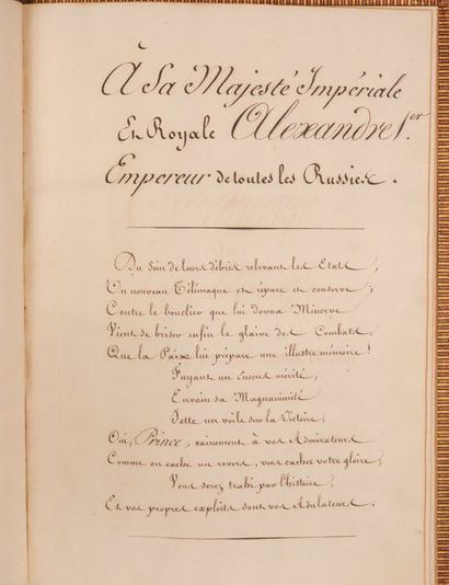 null MANUSCRIT. — HUILLARD-BRÉHOLLET.
Télémaque ou les Alliés. Paris, 1815. Manuscrit...