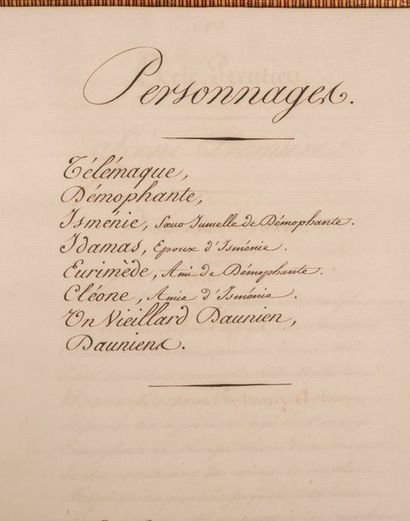 null MANUSCRIT. — HUILLARD-BRÉHOLLET.
Télémaque ou les Alliés. Paris, 1815. Manuscrit...