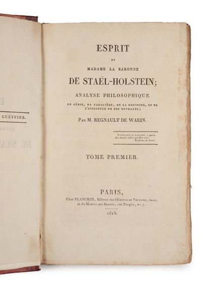 REGNAULT DE WARIN (JEAN-BAPTISTE JOSEPH). 
Esprit de Madame la baronne de Staël-Holstein;...