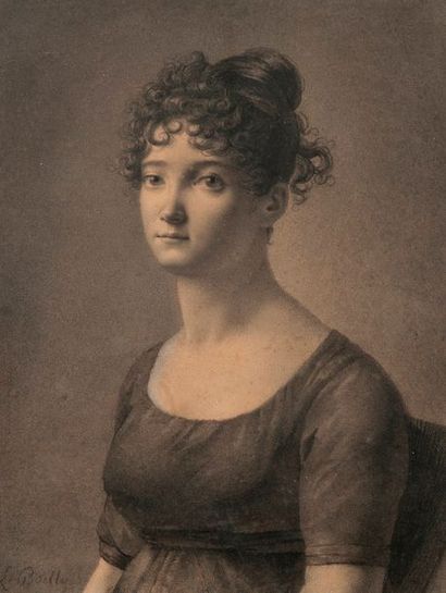 Ecole française, milieu du XIXème siècle 

Portrait de jeune femme en buste.

Mine...