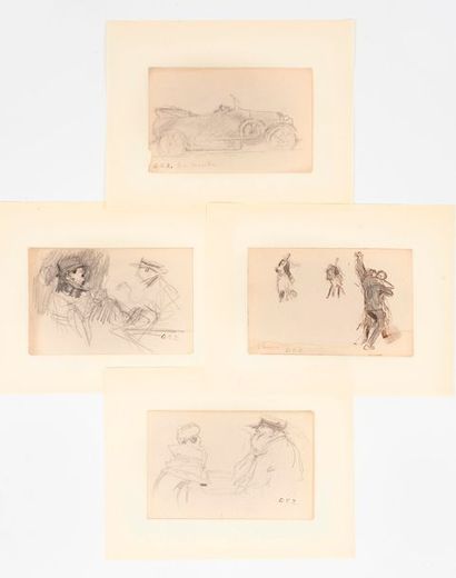 Georges Victor HUGO (1868-1925) 

Scènes animées, cavalier, couples dansant, portraits,...