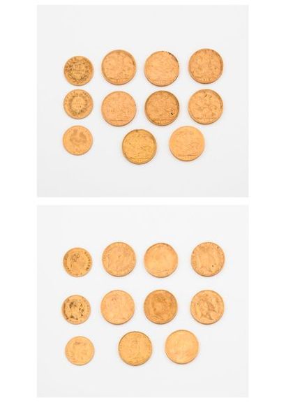 null Lot comprenant :

- 3 pièces de 10 Francs or dont Napoléon III (1859 et 1864)...