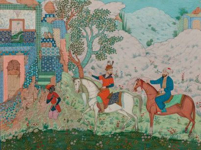 null Miniature persane, XIXème-XXème siècle

Décor d'un cavalier et servant dans...