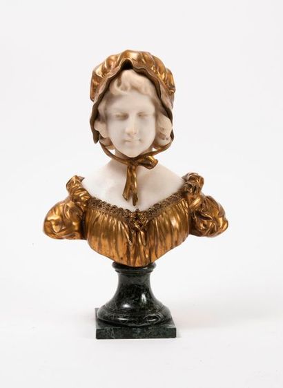 D'après Lucien DANGLADE (1891-1951) 

Buste de jeune fille.

Sculpture chryséléphantine...