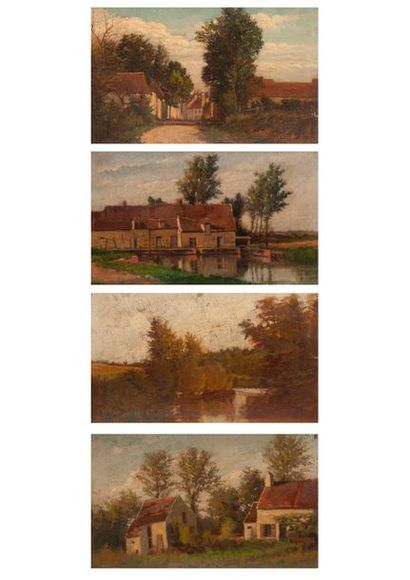 L. RICHEBOIS (XIXème s.) 

Quatre paysages bord de rivière ou avec maisons. 

Quatre...