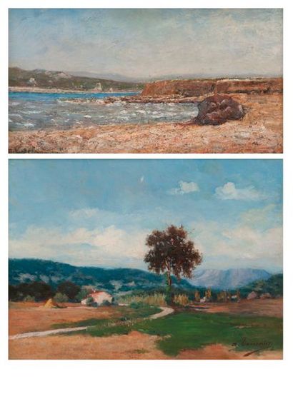 A. TAVERNIER (XIXème s.) 
Paysage montagneux.
Huile sur panneau.
Signée en bas à...