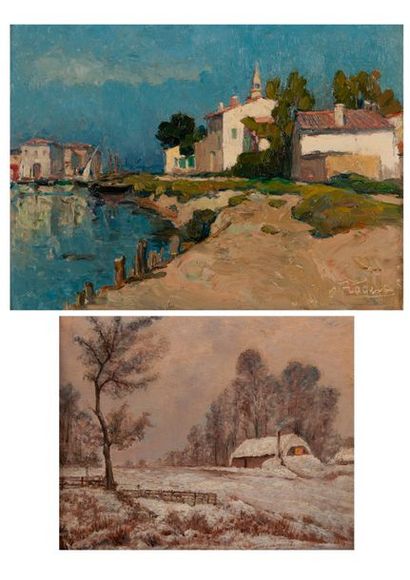 Jean Jacques ROQUE (1880-1925) 

Etang de Caronte, Martigue. 

Huile sur carton....