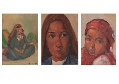 Maurice BISMOUTH (1891-1965) 

Portraits.

Trois huiles sur cartons, signées en bas...