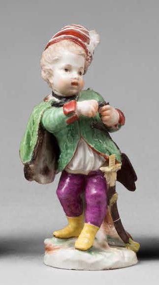 NIDERVILLER 
Statuette en porcelaine représentant un jeune hussard, décor polychrome
XVIIIe...
