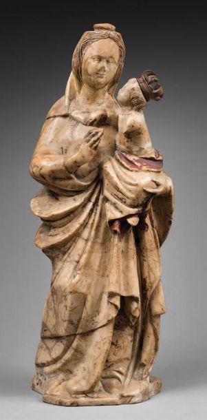null VIERGE ET L'ENFANT en albâtre, avec des traces de polychromie.
XVI-XVIIe siècle.
H....