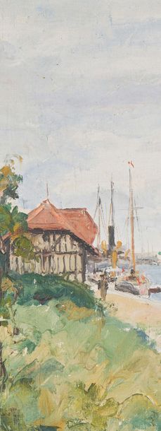 Henri GEORGES TROUSSARD (1896-1953) 
Ouistreham, 1930
Huile sur toile, signée, datée...