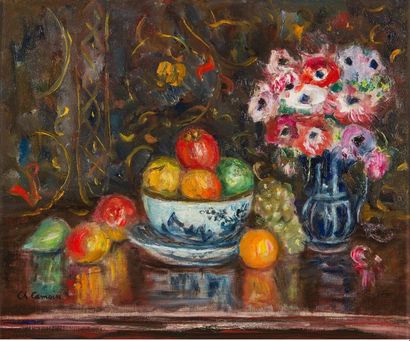 Charles CAMOIN (1879-1965) Nature morte aux fruits et fleurs Huile sur toile, signée...