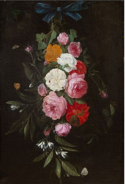Nicolas van VEERENDAEL (Attribué à) 
Anvers 1640 - id. ; 1691
Chute de fleurs retenue...