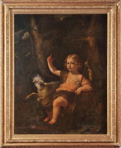 ECOLE FRANCAISE du XVIIe siècle Portrait d'un jeune enfant blond en saint Jean -...