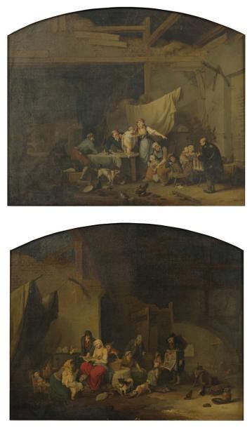 SENAVE Jacques-Albert Loo 1758 - Paris 1829 1 - Scène de vie familiale avec l'arrivée...