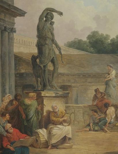 HUBERT ROBERT Paris 1733 - 1808 1 - La découverte par Cicéron de la tombe d'Archimède...