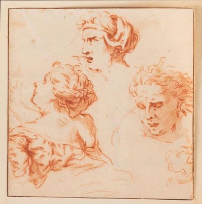 LAIRESSE Gérard de (Attribué à) 1640 - 1711 
Study sheet of three faces
Blood and...
