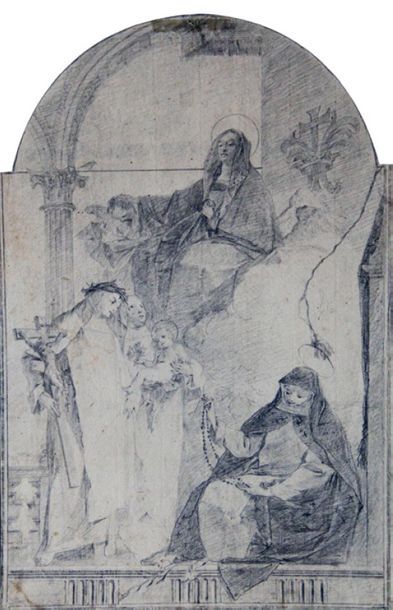 TIEPOLO Giambattista (D'après) 1696 - 1770 
La Vierge avec sainte Rose de Lima tenant...