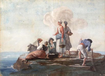 VERNET Claude Joseph (Ecole de) 1714 - 1789 3 - Pêcheurs et marchande de poissons...