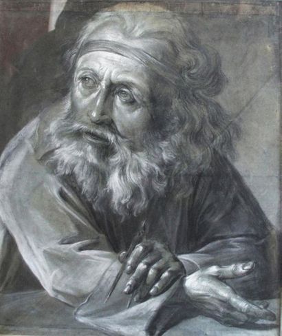 ECOLE FRANCAISE seconde moitié du XVIIIe siècle 
Le philosophe Euclide compas en...