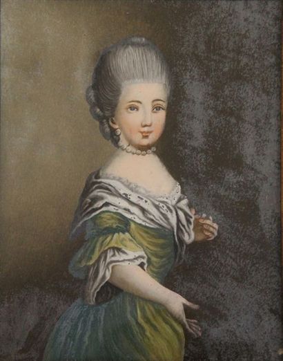 École Allemande du XVIIIe siècle 
Portrait à mi-corps de femme de qualité à la coiffure...