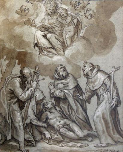 FARINATI Paolo (Ecole de) 
La Vierge et l'Enfant Jésus avec saint Paul, saint Fran­çois,...