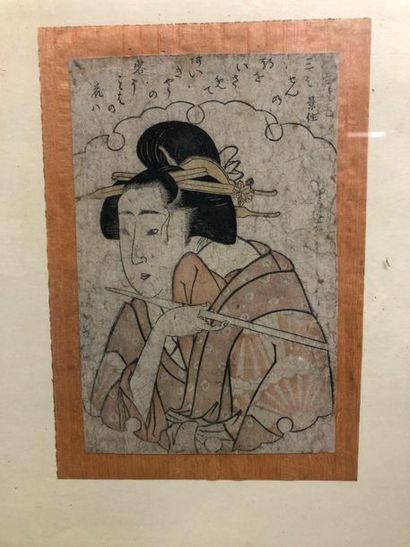 null Set of five pages of albums and tate-e chuban, including one by Harunobu, depicting...