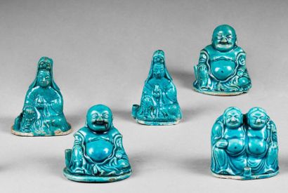 CHINE - EPOQUE KANGXI (1662 - 1722) 
Set including two Guanyin, two Budai and a group...