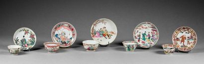 CHINE, Compagnie des Indes - Epoque QIANLONG (1736 - 1795) 
Five sorbets and their...