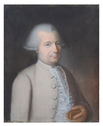 null FRENCH SCHOOL Mid 18th century

Portrait of a man with a snuffbox.

He is wearing...