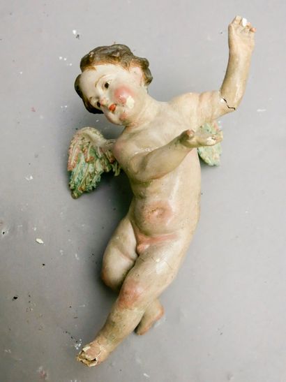 null 
*ANGELOT en bois sculpté et polychromé, avec ses ailes.




XVIIIe siècle.




H....