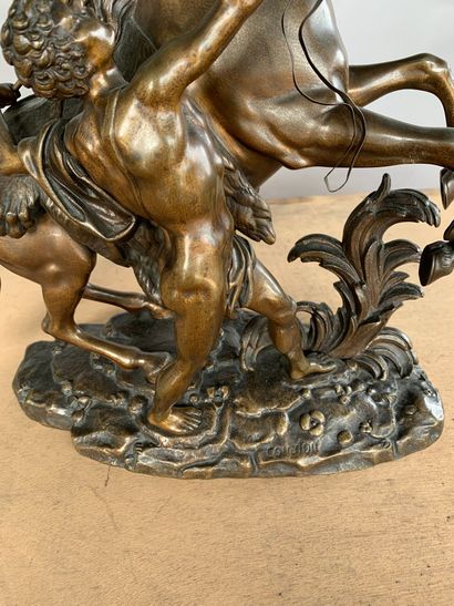 null Bronze à patine brune d'après Coustou: cheval de Marly.