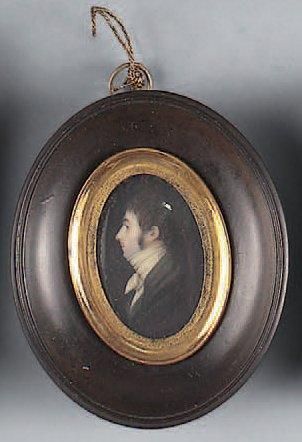 BOURGEOIS, Charles (1759-1832) Jeune homme de profil gauche, sur fond noir. Petite...