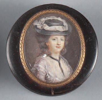 ÉCOLE FRANCO-RUSSE du quatrième quart du XVIIIe siècle. Portrait de femme, en buste,...